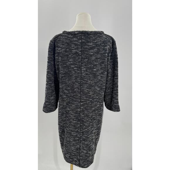 Banana Republic Black White Boucle Dress XL Long Sleeve Stretch Sheath - Picture 4 of 10